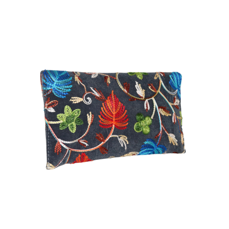 Cotton Embroidered Clutch Bag with Gold Chain in Vibrant Floral Design